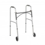 Two Button Folding Steel Walker with 5" Wheels