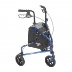 3 Wheel Flame Rollator Walker with Basket Tray and Pouch