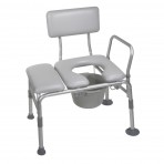 Padded Seat Transfer Bench with Commode Opening