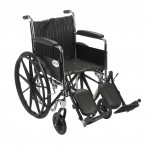 Chrome Sport Wheelchair with Full Arms and Elevating Leg Rest