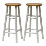 Winsome Wood S/2 Beveled Seat 30-Inch Bar Stools Nat/Wht