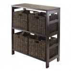 Winsome Wood Granville 5pc Storage Shelf with 4 Foldable Baskets, Espresso