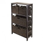 Winsome Granville 5-Piece Storage Shelf with 2 Large and 2 Small Foldable Baskets, Espresso