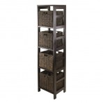 Winsome Granville 5-Piece Storage Tower Shelf with 4 Foldable Baskets, Espresso