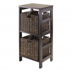 Winsome Granville 3-Piece Storage Shelf with 2-Foldable Baskets, Espresso