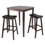 Winsome Inglewood High/Pub Dining Table with Cushioned Saddle Stool, 3-Piece