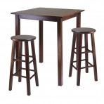 Winsome Parkland High Table with 29-Inch Square Leg Stools Walnut, 3-Piece
