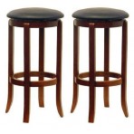 Winsome Wood 30-Inch Black PVC Seat Walnut Bar Stools, Set of 2