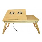 Deluxe Comfort Bamboo Laptop Desk with Internal Cooling Fan - 100% Bamboo  - Multi-Functional Laptop & Reading Bamboo Stand - Foldable & Poratble Desk - Laptop Desk, Tan