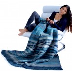 Biederlack Collection Native Southwest Throw Blanket, 60" x 50" - Soft And Warm Cotton/Acrylic Knit - Exclusively Made By Biederlack Designs - Easy To Clean Machine Washable - Throw Blanket, Blue