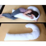 Deluxe Comfort J Full Body Pillow - Total Body Length - Prenatal Pregnancy Pillow - Hypoallergenic Synthetic Fiber Filler - Body Pillow, White