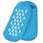 Deluxe Comfort Womens Terry Gel-Lined Moisturizing Booties, One Size - Infused With Essential Oils - Gel Lining - Non-Slip Comfort Grips - Socks, Blue