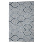 Geometric Karen Wool Rug 2123a gray - Blue - 2'6" x 10'