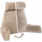 Husband Pillow, Aspen Edition - Cowboy Taupe Big Support Bed Backrest Reversable MicroSuede/MicroFiber Reading Pillow