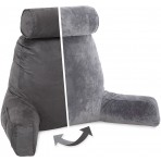 Husband Pillow, Aspen Edition - Iron Grey Big Support Bed Backrest Reversable MicroSuede/MicroFiber Reading Pillow