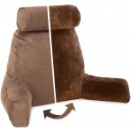 Husband Pillow, Aspen Edition - Saddle Brown Big Support Bed Backrest Reversable MicroSuede/MicroFiber Reading Pillow