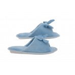 Womens Memory Foam House Slippers - Open Toe coral fleece slipper with butterfly tie -  Blue 5-6