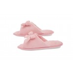Womens Memory Foam House Slippers - Open Toe coral fleece slipper with butterfly tie  pink