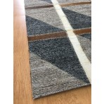 Handmade Jacquard Leather Brown / Charcoal Rug 9' x '12 JAK105