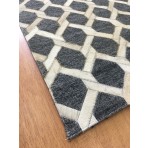 Handmade Jacquard Leather Charcoal / Ivory Rug 6' x 6' JAK111