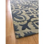 Handmade Wool Floral Beige/ Blue 5' x 8' lt1003 Area Rug