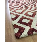 Handmade Wool Modern Ivory/ Wine Red 5' x 8' lt1005 Area Rug