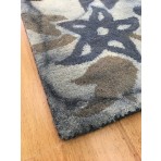 Handmade Wool Floral Blue/ Brown 5' x 8' lt1008 Area Rug