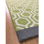 Handmade Wool Modern Ivory/ Green 5' x 8' lt1028 Area Rug