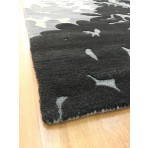 Handmade Wool Floral Gray/ Black 5' x 8' lt1030 Area Rug