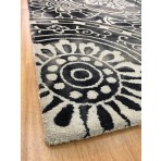 Handmade Wool Floral Ivory/ Charcoal 5' x 8' lt1034 Area Rug