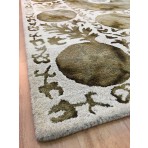 Handmade Wool Floral Ivory/ Green 5' x 8' lt1036 Area Rug