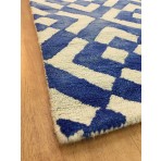Handmade Wool Modern Blue/ Ivory 5' x 8' lt1041 Area Rug