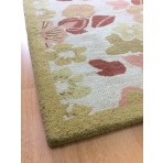 Handmade Wool Floral Ivory/ Green 5' x 8' lt1059 Area Rug