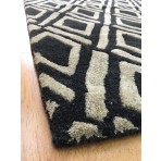 Handmade Wool Modern Black/ Ivory 5' x 8' lt1078 Area Rug