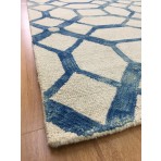 Handmade Wool Modern Ivory/ Blue 5' x 8' lt1081 Area Rug