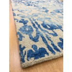 Handmade Wool Floral Ivory/ Blue 5' x 8' lt1088 Area Rug