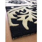 Handmade Wool Floral Ivory/ Black 5' x 8' lt1102 Area Rug