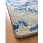 Handmade Wool Floral Ivory/ Blue 5' x 8' lt1104 Area Rug