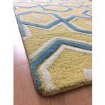 Handmade Wool Modern Yellow/ Blue 5' x 8' lt1110 Area Rug