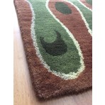 Handmade Wool Modern Brown/ Green 5' x 8' lt1111 Area Rug