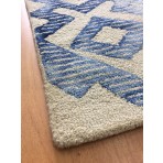 Handmade Wool Modern Ivory/ Blue 5' x 8' lt1114 Area Rug