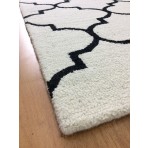 Handmade Wool Modern Ivory/ Black 5' x 8' lt1134 Area Rug