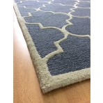 Handmade Wool Modern Navy Blue/ Beige 5' x 8' lt1216 Area Rug