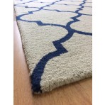 Handmade Wool Modern Ivory/ Navy Blue 5' x 8' lt1223 Area Rug