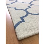 Handmade Wool Modern Ivory/ Blue 5' x 8' lt1244 Area Rug