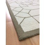 Handmade Wool Modern Ivory/Green 5' x 8' lt1277 Area Rug