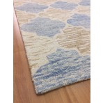 Handmade Wool Modern Ivory/ Blue 5' x 8' lt1286 Area Rug