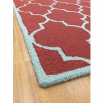 Handmade Wool Modern Red/ L.Blue 5' x 8' lt1310 Area Rug