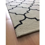 Handmade Wool Modern Beige/ Black 5' x 8' lt1335 Area Rug