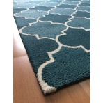 Handmade Wool Modern Blue/ Ivoy 5' x 8' lt1346 Area Rug
